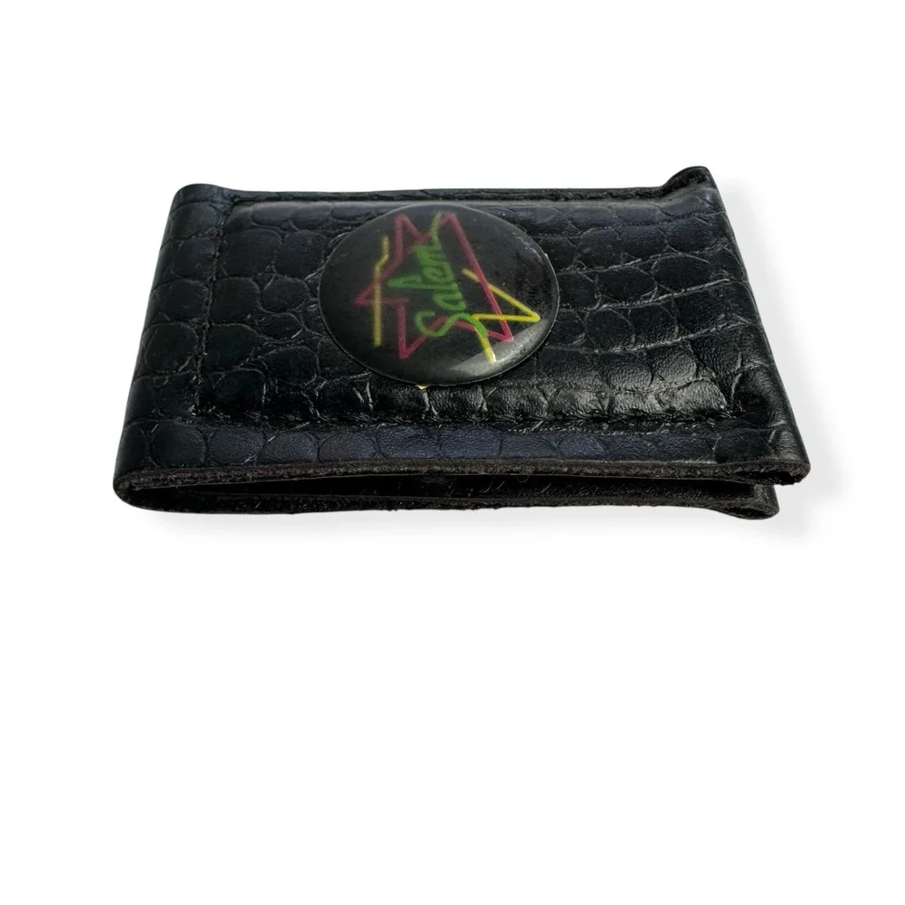 VTG Lot of 3 Salem Cigarette Magnetic‎ Money Clip Black Leather Embossed Pebble